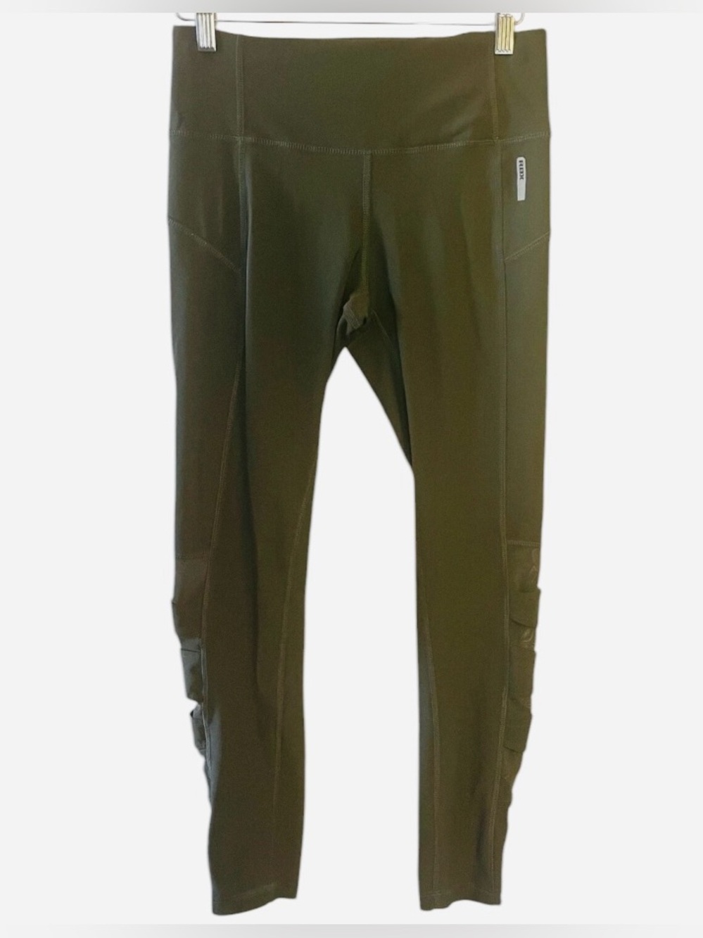 RBX Athletic Leggings Active Yoga With Mesh Side Panels Dark Olive Size Small